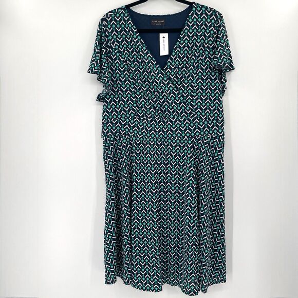 Lane Bryant Womens Dress Size 18/20 Lena Surplice Flutter Sleeve Knee Length - Picture 2 of 10